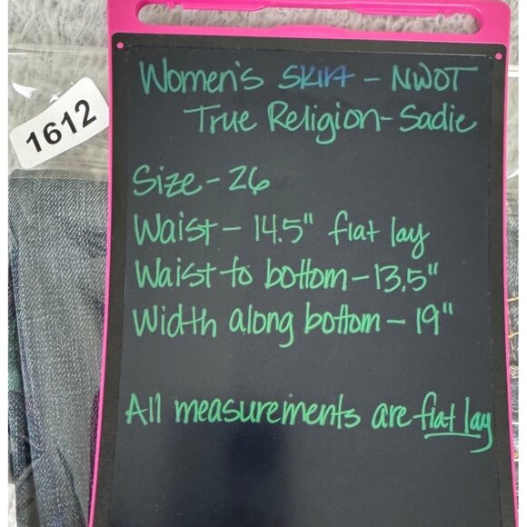 True Religion Womens Denim Mini Skirt Size 26 Frayed Hem Y2K Cotton USA Made - Picture 11 of 12